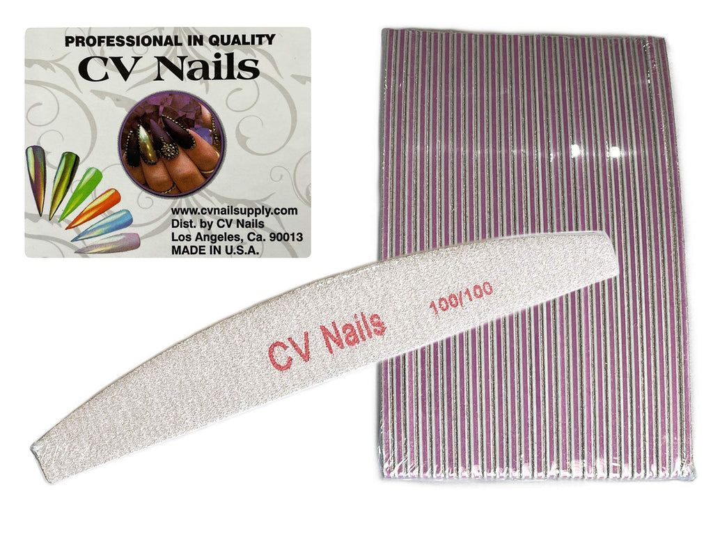 CV Nails 100/100 Grit 25 PCS Zebra Nail Files Professional Double Sided, Manicure, Pedicure Tool, Nail Buffering, Acrylic/Natural Nails for Salon and Home Use - BeesActive Australia