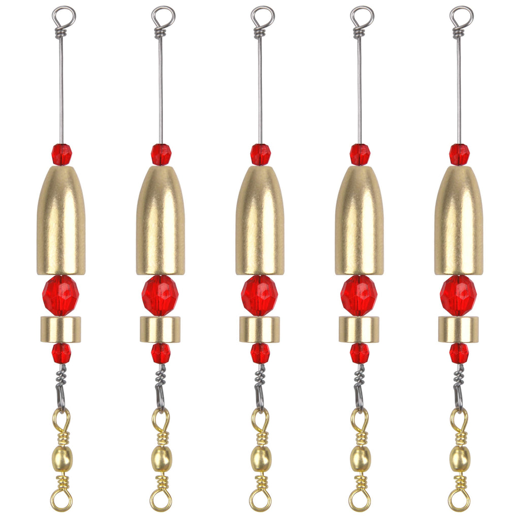Carolina Rigs for Fishing CRR Carolina Ready Rig for Bass Fishing Saltwater Pre Rigged Carolina Rigs Kit with Bullet Fishing Weights Barrel Swivels Red Beads Size 1/4 3/8 1/2 3/4 1oz Golden 3/8oz-5pcs - BeesActive Australia
