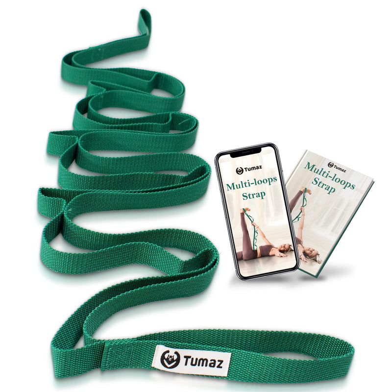 Tumaz Stretching Strap - 10 Loops & Non-Elastic Yoga Strap [Budget Version]- The Perfect Home Workout Stretch Strap for Physical Therapy, Yoga, Pilates, Flexibility - [Included E-Book, Extra Durable] - BeesActive Australia