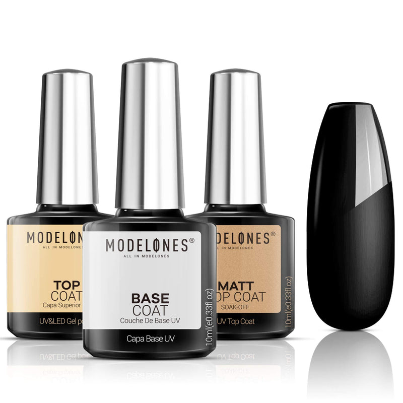 Modelones Matte Top Coat Base Coat for Gel Nail Polish, 3Pcs No Wipe Top Coat, Long Lasting High Gloss Shiny and Matte Effects DIY at Home, 10ml Each Bottle - BeesActive Australia