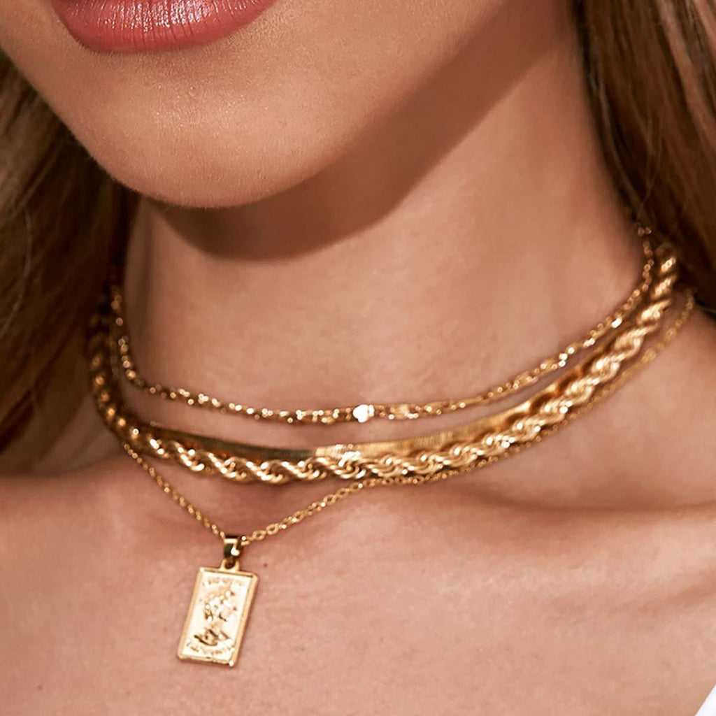 Kercisbeauty Snake Bone Chain Choker Dragon Charm Pendant Necklace for Women and Girls Rope Chain Multi Layered Punk Jewelry (Gold) Gold - BeesActive Australia