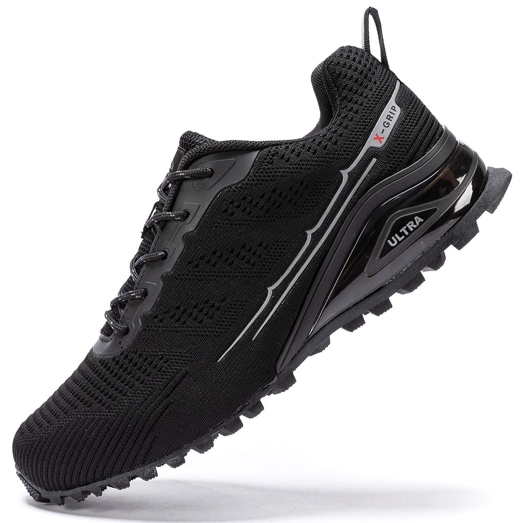 Kricely Men's Trail Running Shoes Fashion Walking Hiking Sneakers for Men Tennis Cross Training Shoe Outdoor Snearker Mens Casual Workout Footwear Black-1 7.5 - BeesActive Australia
