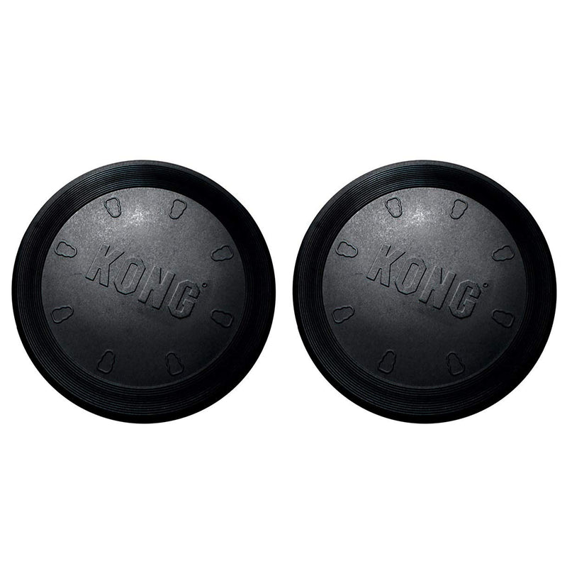 Kong Flyer - Rubber Dog Frisbee, Soft Rubber Dog Fetch Toy for Improving Dogs Mental & Physical Development, Teething, Exercising, Supports Bigger Breeds, Non-Toxic Soft Frisbee, Black (2-pack) - BeesActive Australia