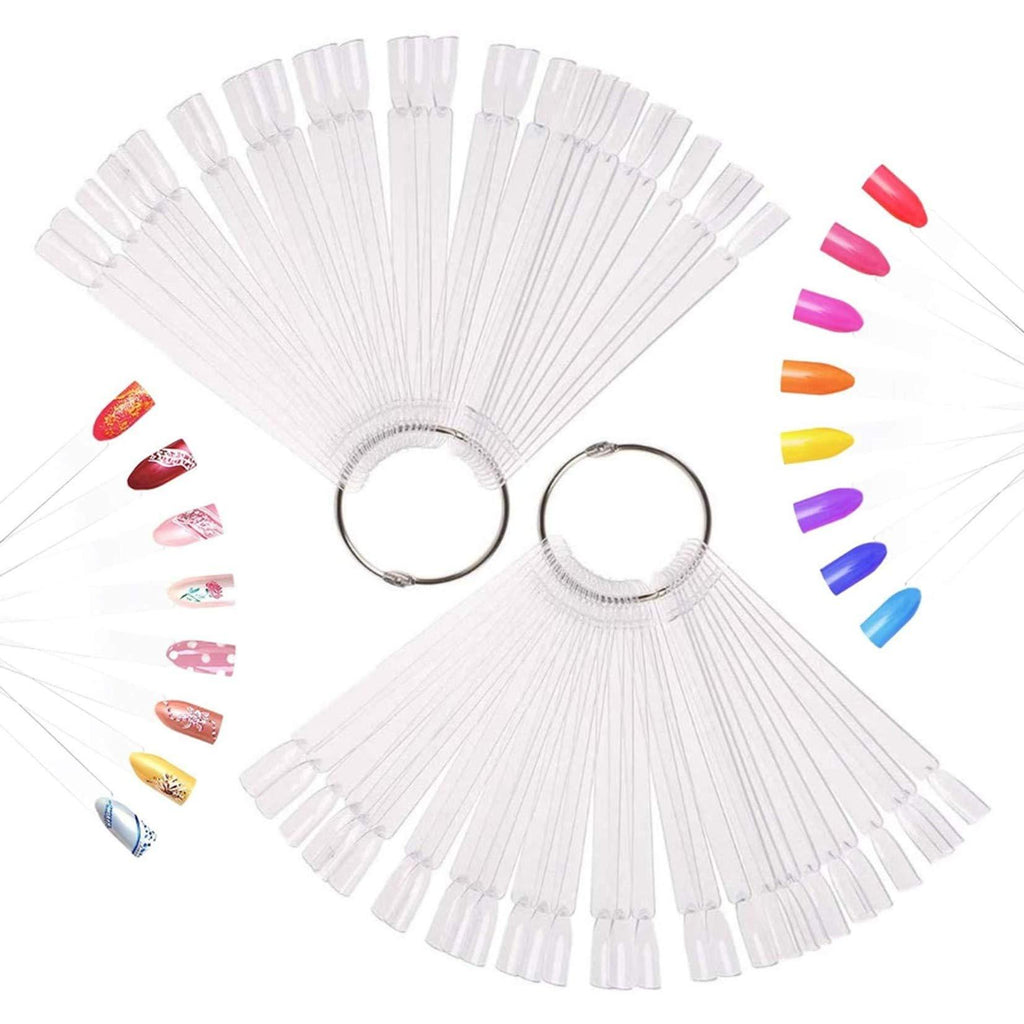 Nail Display Swatches Sticks， Nail Practice Tips with Metal Ring, Transparent Nail Sample Sticks, Display Polish Board Display Practice Sticks, Tool with Ring Screw Holder (100pcs Clear) - BeesActive Australia