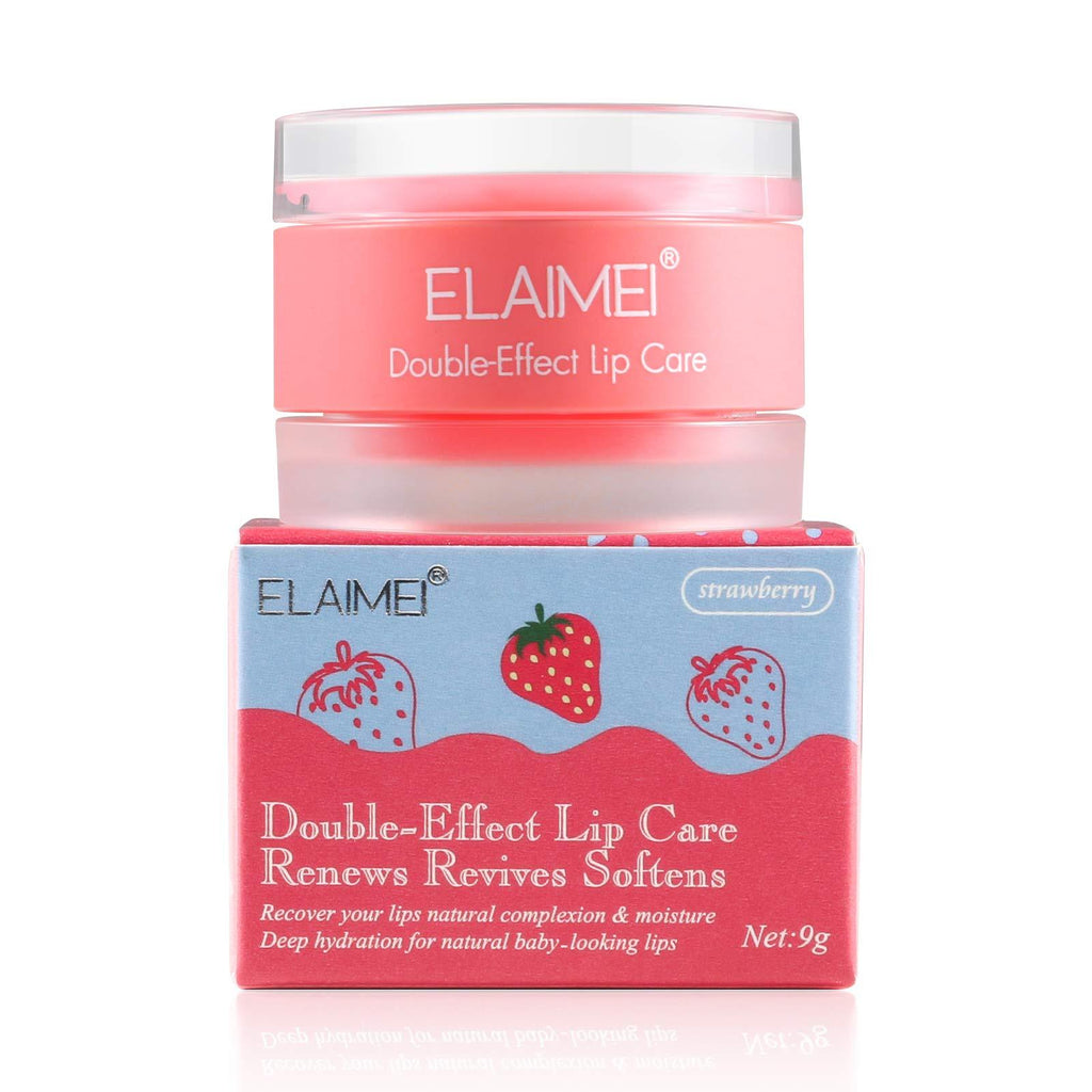 Lip Sleeping Mask, with Lip Scrubs Exfoliator & Moisturizer , Double Effect Lip Mask Overnight for Dry, Lip Masks Treatment, Cracked Lips, Peeling Lip Primer, Lip Repair Balm - Strawberry - BeesActive Australia