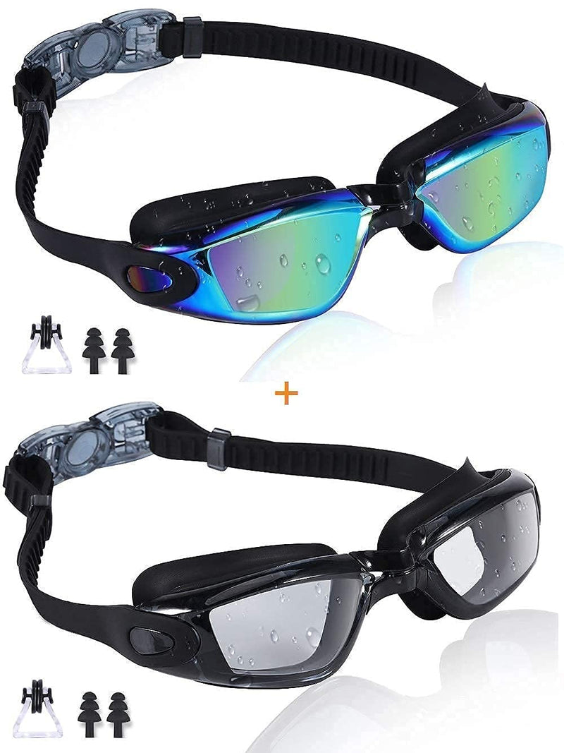 Rapidor Swimming Goggles, Men Women Teens, Mirrored and Smoked Lens, Black - BeesActive Australia