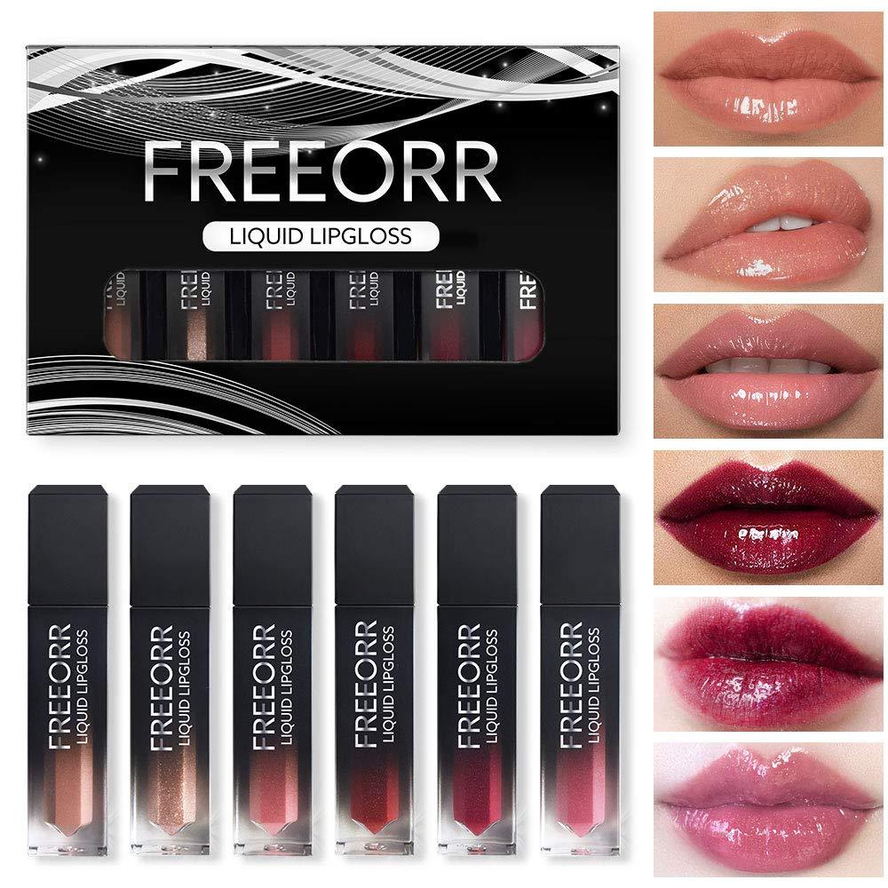 FREEORR 6 Colors Glossy Lipstick set, High Pigmented Liquid Lipstick Kit, Non-sticky with Shine, Shimmer, Glittery, Pearl ,Hydrated Sexy Fuller-Looking Lips for Sexy Beauty A-6 colors - BeesActive Australia