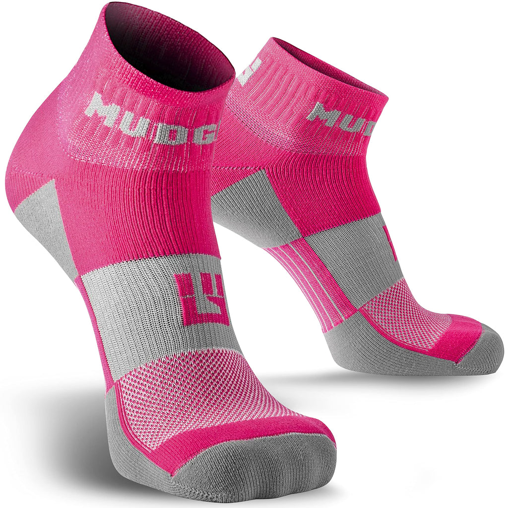 MudGear Quarter Length Trail Running Socks - Men and Women - Running, Hiking, Cycling, and More, 2-Pack Pink/Gray Medium - BeesActive Australia