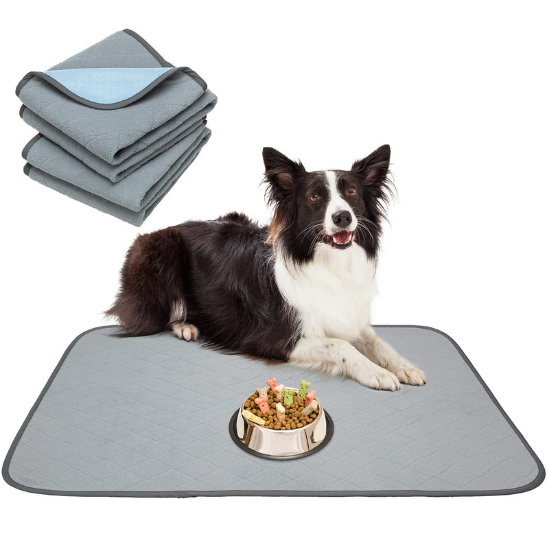 KOOLTAIL Waterproof Dog Food Mat Non-Slip 2 Pack - Absorbent Dog Bowl Mat Large Dogs Feeding Mat Washable Puppy Pee Pads for Dogs Doggy Cats Reusable 35.4" x 23.6" Grey - BeesActive Australia