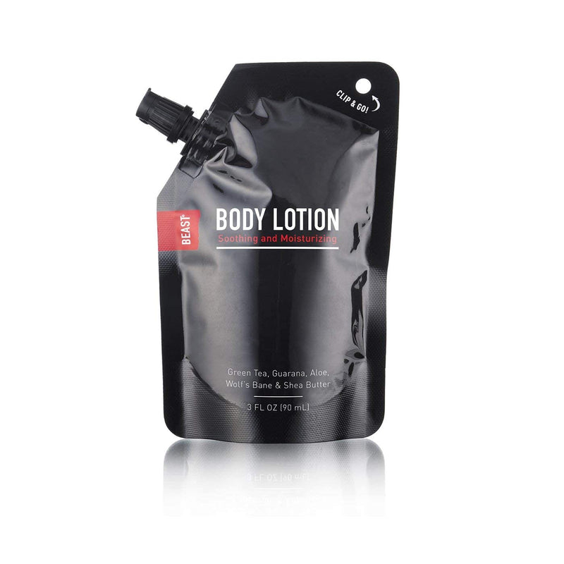 Beast Hand & Body Lotion Travel Size Pouch, 3oz - Green Tea, Guarana & Mountain Tobacco - BeesActive Australia