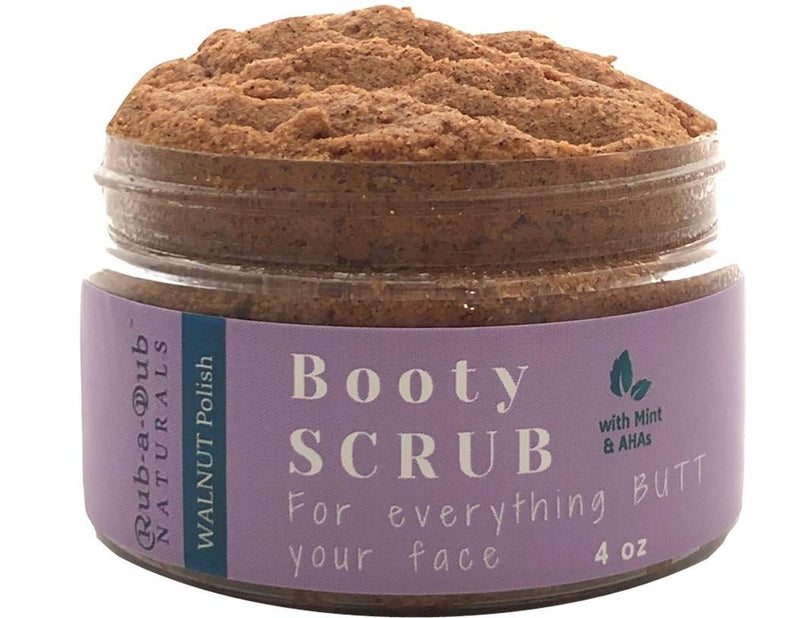 Rub-a-Dub Naturals Premium Walnut Body, Back & Booty Scrub w/ Mint & AHAs – Exfoliating Butt Scrub for Acne, Cellulite, Stretch Marks, Ingrown Hair, Keratosis Pilaris – MADE IN USA (Peppermint, 4 oz - Full Size) Peppermint 4 Ounce (Pack of 1) - BeesActive Australia