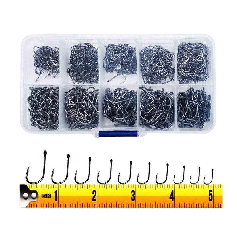 300PCS Small High-Carbon Steel Barbed Fishing Hooks with Holes, 10 Specifications of Fishing Hooks, Portable Boxed Hooks, Powerful Hooks That Can Adapt to Various Fishing Environments - BeesActive Australia