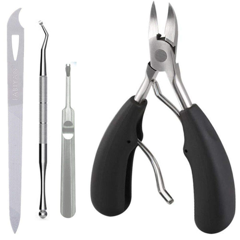 Nail Clippers for Thick or Ingrown Toe Nail,Professional Stainless Steel Toenail Trimmer Nipper for Podiatrist/Men/Women/Seniors/Adult Toenail and Nail Surgical,beatles nail clipper set 4pcs (Black) Black - BeesActive Australia