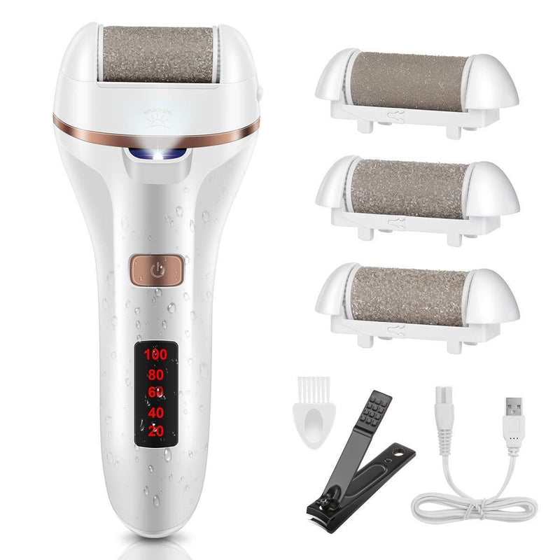 Electric Callus Remover,Callus Remover for Feet Rechargeable Electronic Foot File Foot Spa Pedicure Tool Foot Callous Remover Kit for Dead,Hard Cracked Dry Skin,with 3 Rollers and Nail Clipper - BeesActive Australia