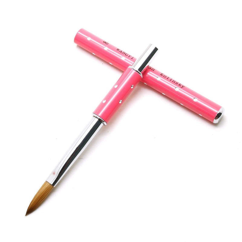 WANGYI Acrylic Nail Brush for Acrylic Powder Manicure Pedicure Kolinksy Nail Brush Pink Handle Sable Acrylic Brush Crimped Size 8 - BeesActive Australia