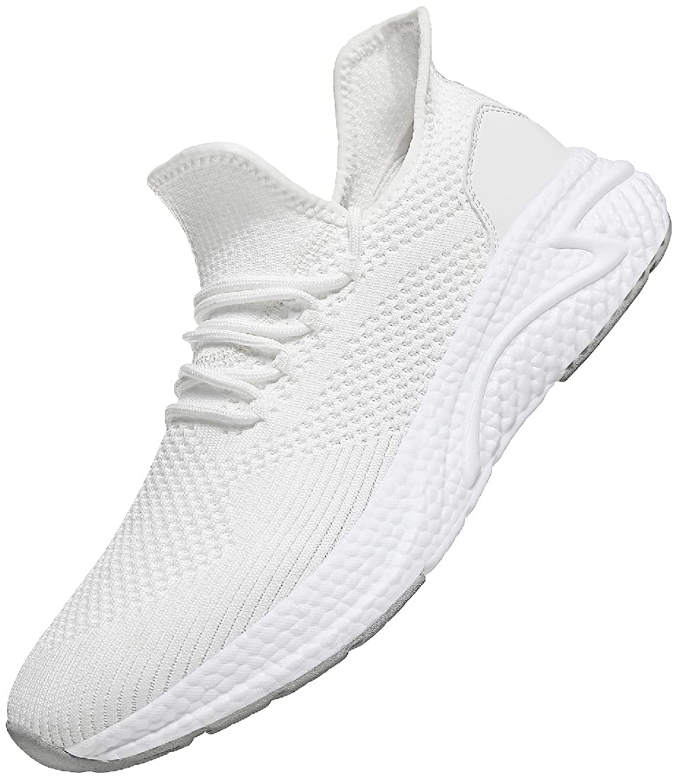 WsDebutting Men's Running Shoes Fashion Sneakers Lightweight Breathable Non Slip Tennis Shoes for Daily Walking 10 White - BeesActive Australia