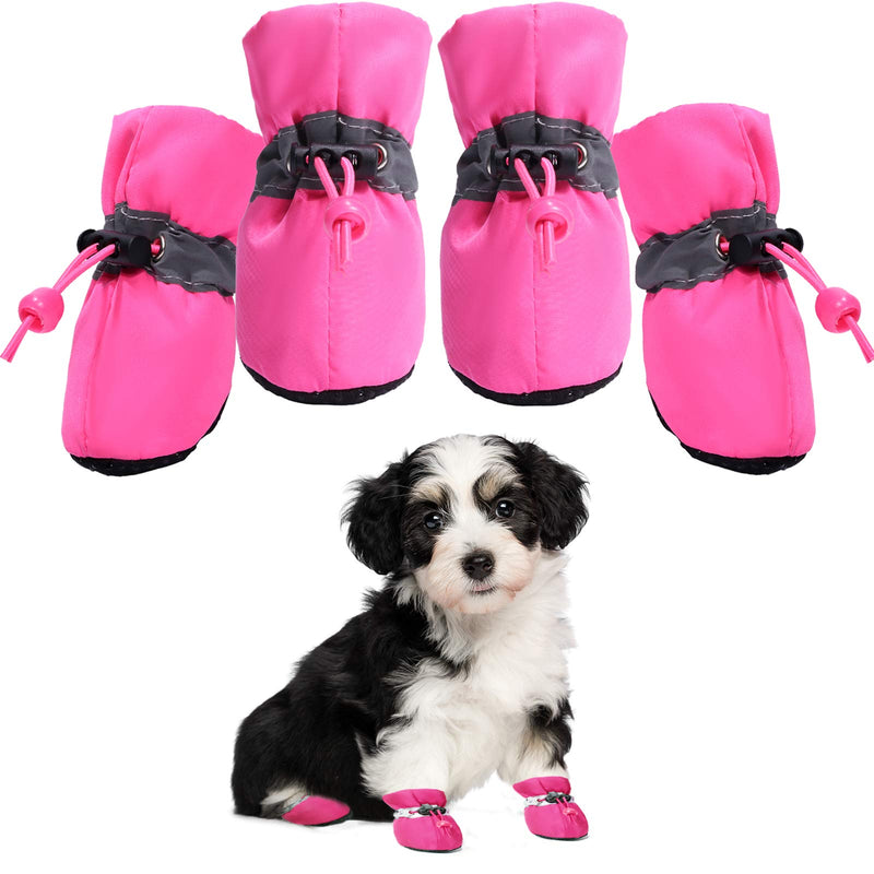 Dog Shoes for Small Medium Dogs and Puppy Paw Protectors Snow Winter Boots Anti-Slip size 4: 1.37"(Width) Pink - BeesActive Australia