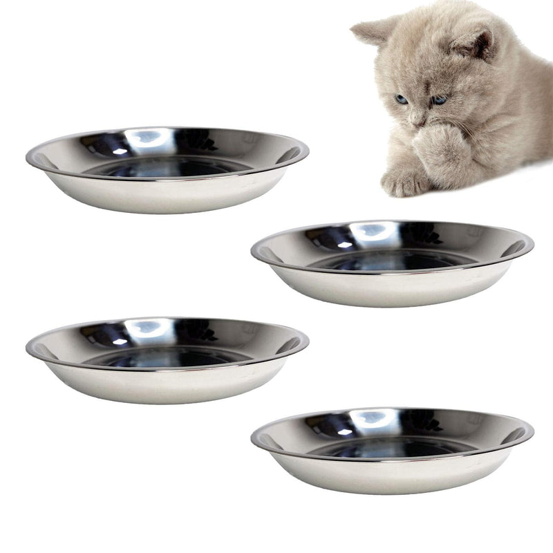 kathson Stainless Steel Whisker Relief Cat Bowl, 4 pcs Shallow and Wide Bowls, Pet Cat & Dog Feeding Large Dishes Fits with Elevated Stands Pet Bowl Stand (7.00 Inch Dia.) 7.00 Inch Dia. - BeesActive Australia