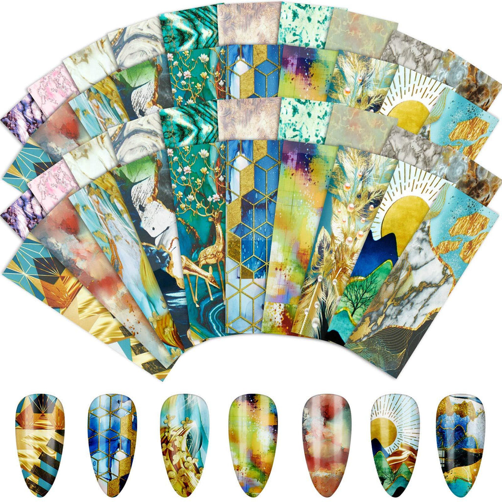 40 Sheets Marble Nail Stickers Gold Marble Foil Transfer Sticker Nail Art Foil Decals for Women Fingernails and Toenails Manicure Tips DIY Nail Art Decoration, 4 Bags - BeesActive Australia