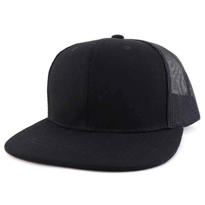 Trendy Apparel Shop Oversize 2XL Blank Plain Flatbill Mesh Snapback Baseball Cap One Size Black - BeesActive Australia