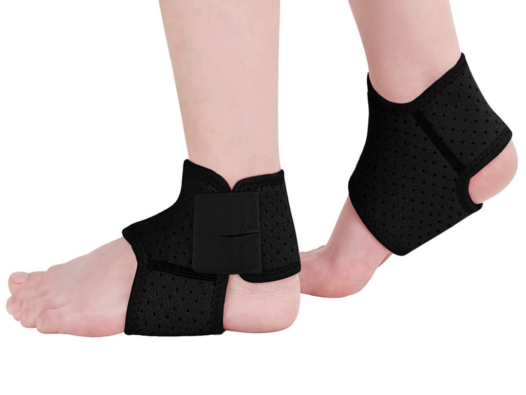 2 Pack Ankle Braces for Kids Child Adjustable Mesh Compression Ankle Tendo Foot Support Protector Stabilizer Wraps Ankle Guards for Juvenile Sprains Injuries, Arthritis Relief, Joint Pain, Ankle Sore Medium: (Pack of 2) Black - BeesActive Australia