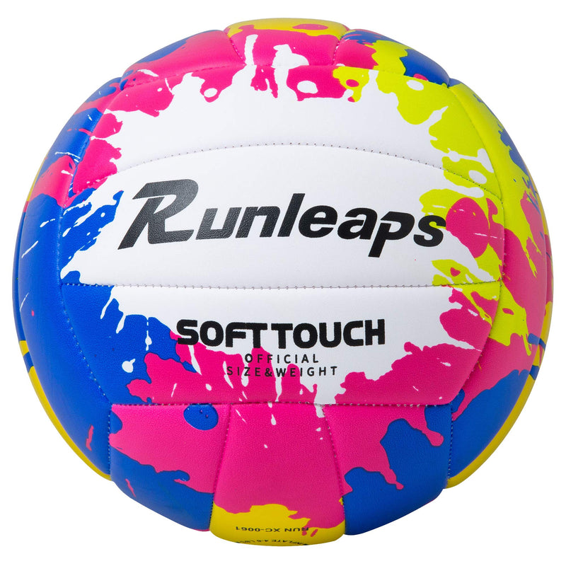 Beach Volleyball Official Size 5 - Runleaps Soft Waterproof Volleyball Sand Sports PU Ball for Indoor, Outdoor, Pool, Gym, Training Blue/Pink/Yellow - BeesActive Australia