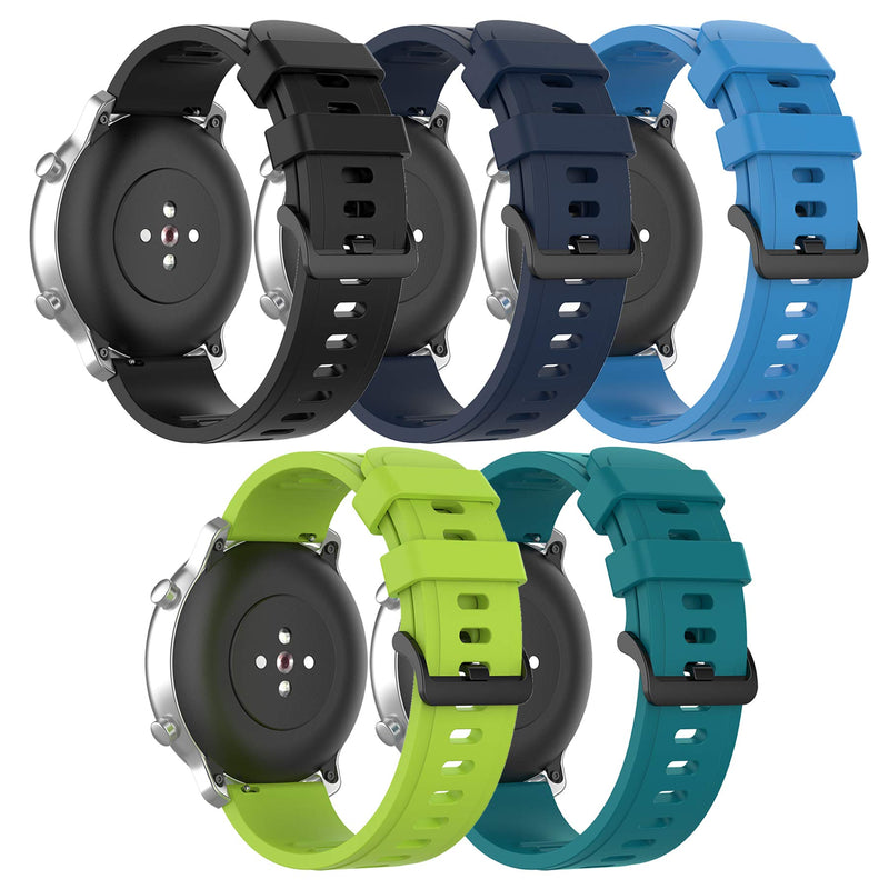 QGHXO Band for Amazfit GTS, Soft Silicone Replacement Band for Amazfit GTS/GTS 2/ GTS 2e/ GTS 2 Mini/Bip/Bip Lite/Bip S/Bip U/GTR 42mm Smartwatch (No Tracker, Replacement Bands Only) 5PCS Boys - BeesActive Australia