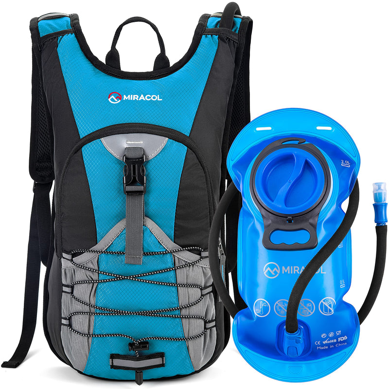 MIRACOL Hydration Backpack with 2L BPA Free Water Bladder, Lightweight Insulated Water Backpack for Running Hiking Cycling Camping Hunting, Small Hydration Pack Fits Men Women & Kids Blue - BeesActive Australia