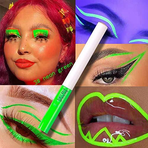 MAEPEOR Neon Liquid Eyeliner 4 Colors UV Glow Matte Eyeliner Waterproof & Smudgeproof Fluorescent Body Face Paint Makeup for Daily Wear and Halloween Christmas (Neon, 4PCS-B) (Neon, 4PCS-B) - BeesActive Australia