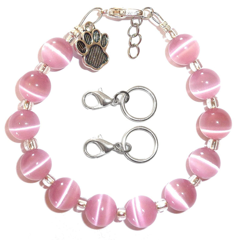 Pet Collar Adjustable Beaded Bling Jewelry, Pet Lover, Paw Print Charm, Small, Medium Dogs, Cats, Kittens, Puppies, Small Animal Accessories 7 - 9 1/2 Inches Pink - BeesActive Australia