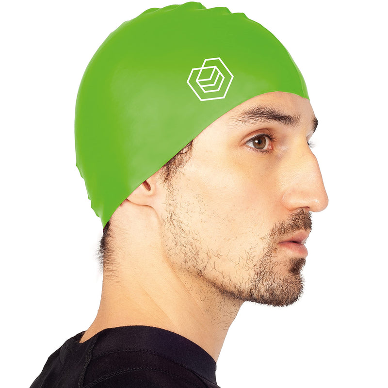 SOUL CAP - Swimming Cap - Designed for Short and Regular Hair - Unisex - Women’s & Men’s Swim Cap - Silicone Neon Green - BeesActive Australia