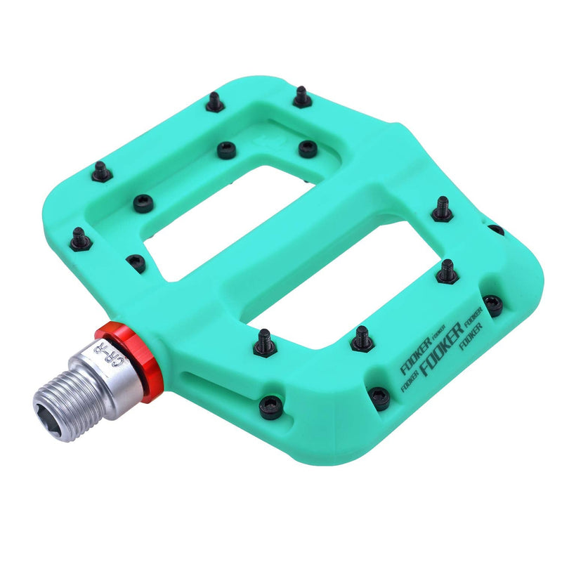 FOOKER MTB Pedals Mountain Bike Pedals 3 Bearing Non-Slip Lightweight Nylon Fiber Bicycle Platform Pedals for BMX MTB 9/16" 922-Green needle roller bearing - BeesActive Australia
