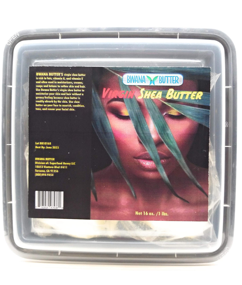 Bwana Butter Virgin Unrefined Shea Nut Butter Rich in Luscious Fats, Vitamin A & E Nourish, Moisturize & Soften Skin Hair Without Greasy Feel - Full 16 oz. - BeesActive Australia