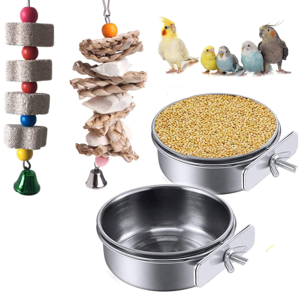 Hamiledyi Bird Feeding Dish Cups Parrot Feeders Water Cage Bowls Parrots Chewing Toys Birds Grinding Beak Calcium Stone Toy for Parakeet African Greys Conure Cockatiels Lovebird Budgie Chinchilla - BeesActive Australia
