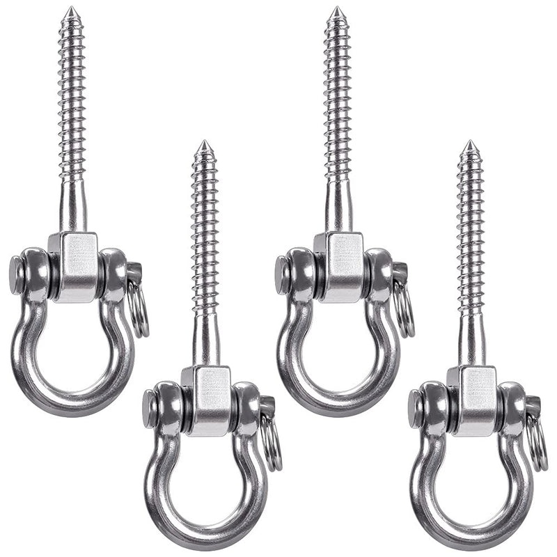 SELEWARE Heavy Duty 180° Swing Hangers, Stainless Steel Eye Screw Bracket, 1800 LB Capacity Playground Yoga Hammock Rope Tire Web Chair Sandbag Punching Bag Porch Swing Sets (4 Pack) - BeesActive Australia