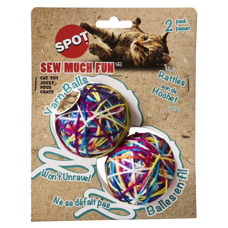 SPOT Ethical Products Sew Much Fun/Yarn Ball Cat Toy / 2.5" / 2Pack, Multicolor - BeesActive Australia