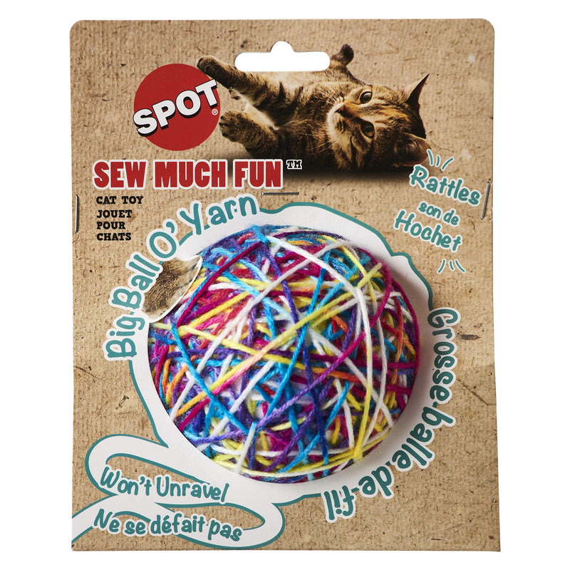 SPOT Ethical Products Sew Much Fun/Yarn Ball Cat Toy / 3.5", Multicolor Multi - BeesActive Australia