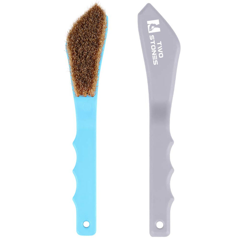 TWO STONES Boar Hair Rock Climbing Brush with Ergonomic Handle, Bouldering Boulder Brush as Durable Cleaning Tool for Climbing Chalk and Climbing Holds on Climbing Wall Indoor or Outdoor Grey&Light Blue - BeesActive Australia