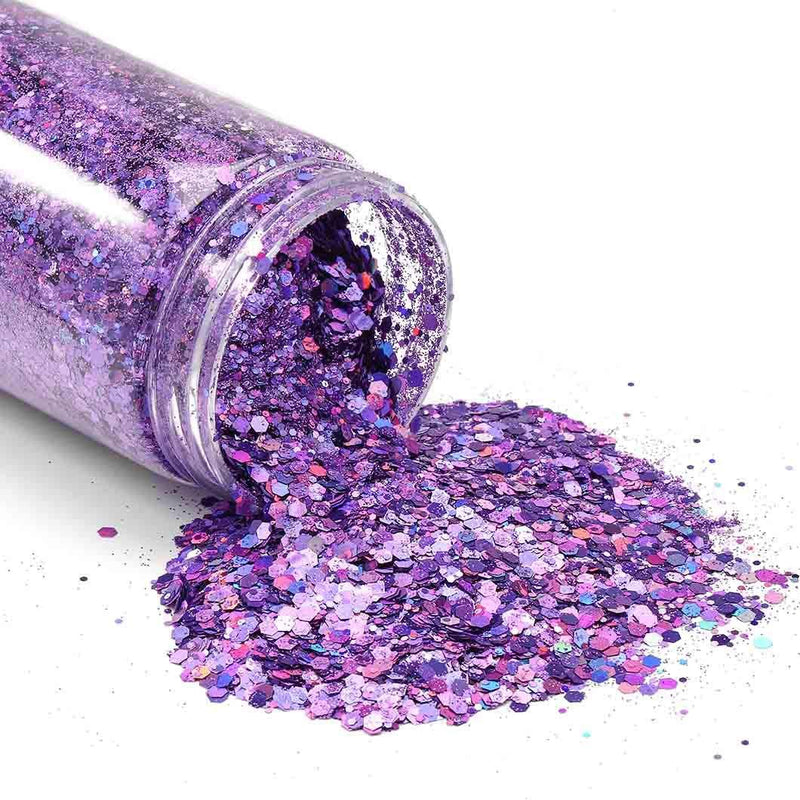 ELABEST Holoqraphic Craft Glitter Sparkly Sequins 3.5ounce Bling Paillette for Crafts, Body Art, Make up, Decoration, Handmade Accessories (Purple) Purple - BeesActive Australia