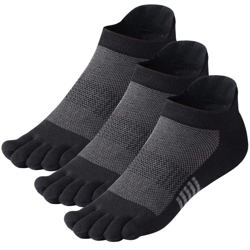 Toe Socks No Show Five Finger Socks Running Toe Socks for Men Women 4-6 Pack Black/3 Pair - BeesActive Australia