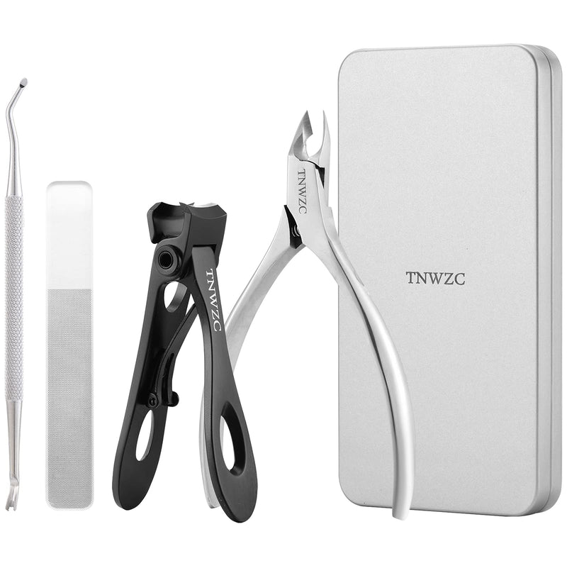 Nail Clippers for Thick Nails, TNWZC Toenail Clippers Set Professional Ingrown Toenail Tool Stainless Sharp Nail Clipper Set for Men/Women/Adults/Seniors (Black) Black - BeesActive Australia