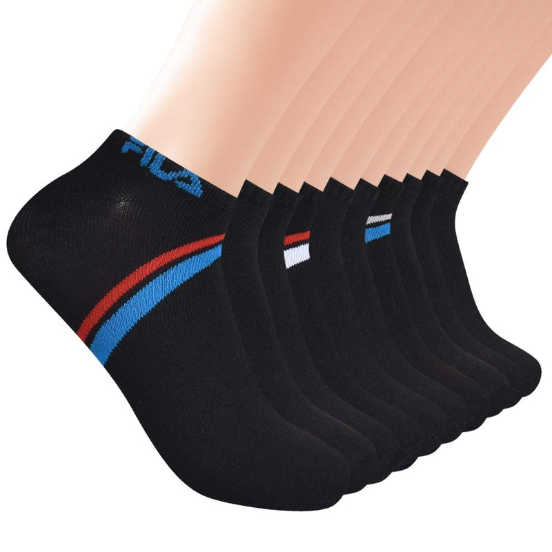 Fila mens Chevron Striped No Show Socks One Size Black (10 Pack) - BeesActive Australia