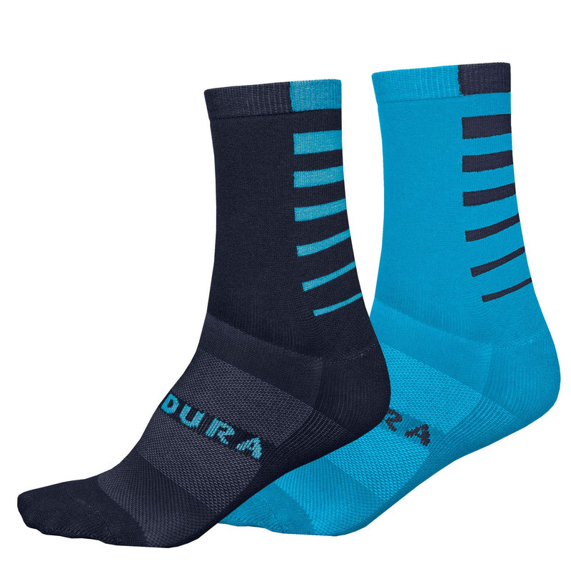 Endura Men's Coolmax Stripe Cycling Socks (Twin Pack) Electric Blue Large-X-Large - BeesActive Australia