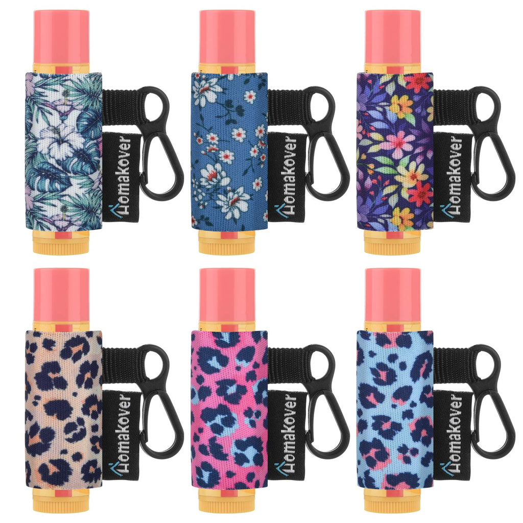 6 Pack Compact Clip-On Chapstick Holder Keychain in 6 Colors, Premium Quick Release Clip - Neoprene Chapstick Sleeve Lip Balm with Clip and Small Rope Leash, Compact Sleeve Fits Most Standard Lip Balm - BeesActive Australia