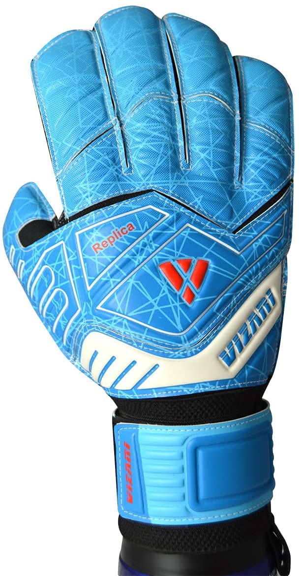 Vizari Replica F.P. Soccer Goalkeeper Gloves with Finger Support for Kids and Adults 7 Blue / Black / White - BeesActive Australia