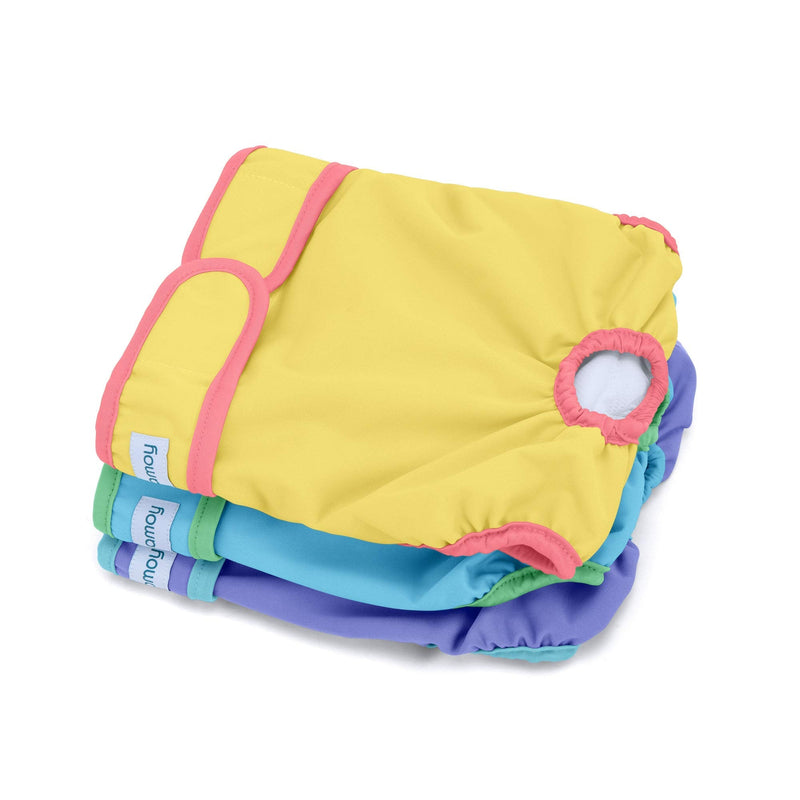 Teamoy 3Pcs Washable Female Dog Diapers, Reusable Doggie Diaper Wraps for Female Dogs, Super-Absorbent and Comfortable L2 (Pack of 3) Yellow+Purple+Blue - BeesActive Australia