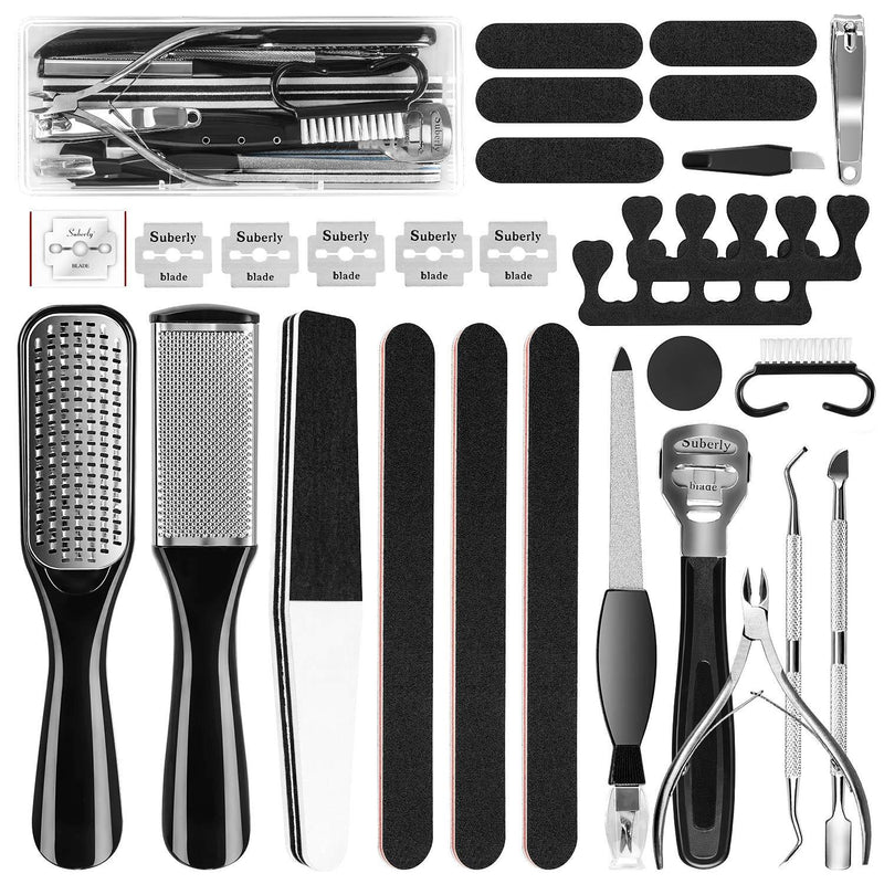 GTTVO Pedicure Kit, 23 in 1 Stainless Steel Professional Pedicure Tools Set, Foot Rasp Peel Callus Dead Skin Remover Feet Care Pedicure Kit for Women Men at Home or Salon Best Gift - BeesActive Australia