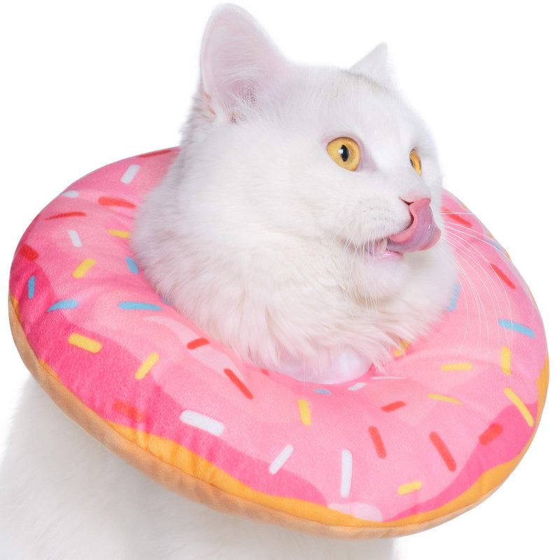 Woiworco Adjustable Cat Recovery Collar, Cute Cat Donut Collar, Soft Cone Collars for Cat, Wound Healing Protective Cone After Surgery Elizabethan Collars for Kitten Pets Small Pink - BeesActive Australia