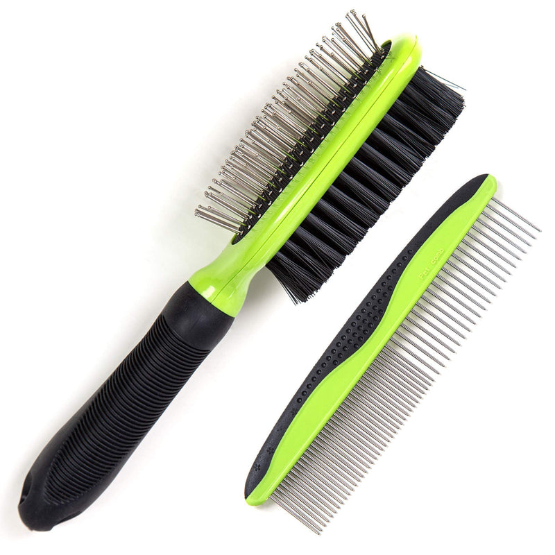 Rexipets Dog & Cat Brush & Comb Pet Grooming Set - Double Side (Small) - Ultimate Deshedding Tool - Lice And Flea Removing - Perfect Groomer's Tools - Strong Grip And Soft Bristles Small - BeesActive Australia