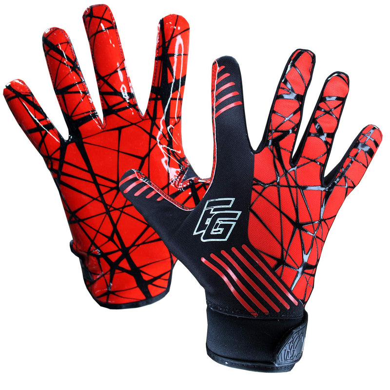 Eternity Gears Football Gloves - Tacky Grip Skin Tight Adult Football Gloves - Enhanced Performance Football Gloves Men - Pro Elite Super Sticky Receiver Football Gloves - Adult Sizes Small Red - BeesActive Australia